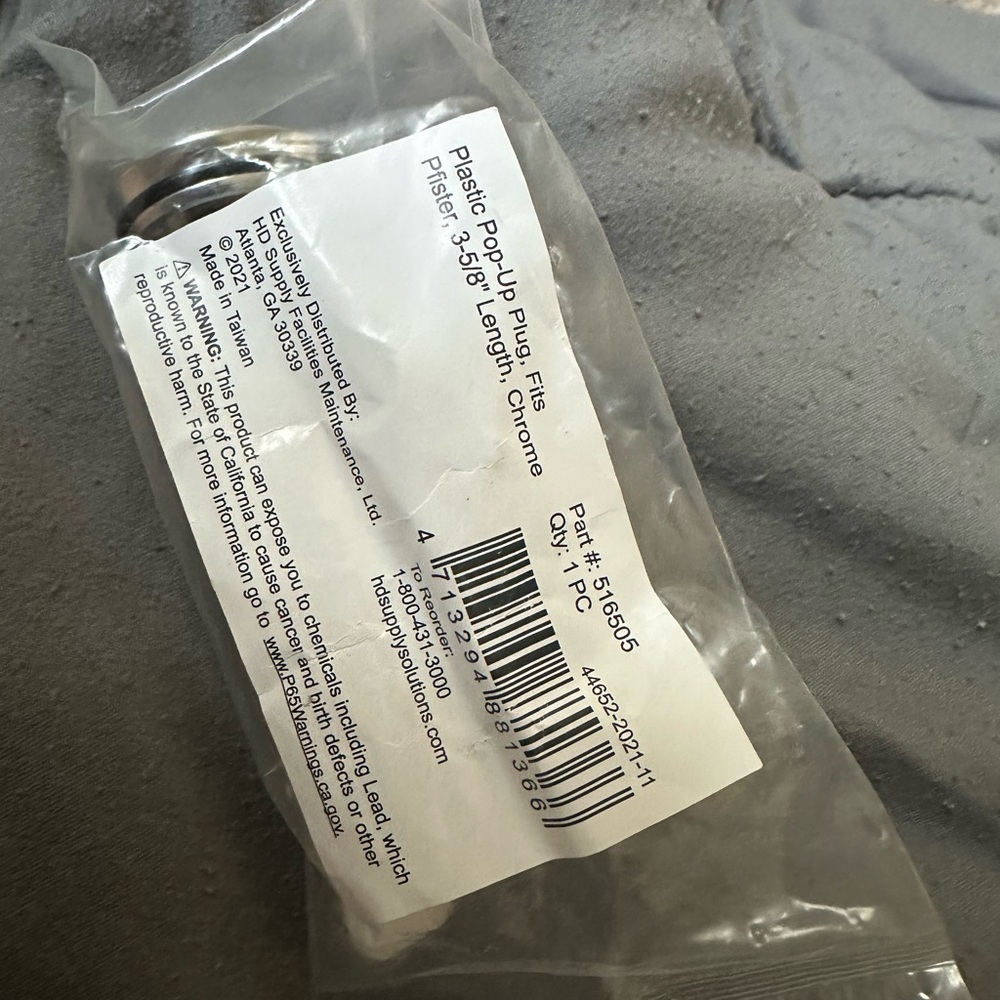 Chrome Pop-Up Plug Kit